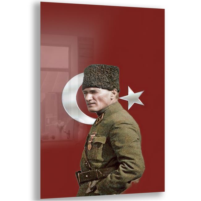 Atatürk Cam Tablo - Yatay Motif 01-016 