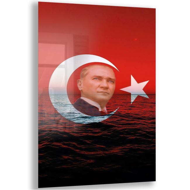 Atatürk Cam Tablo - Yatay Motif 01-089 